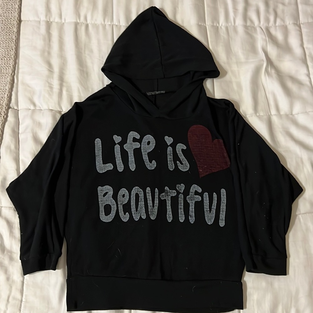 Poetry “Life is Beautiful” Light Weight Hoodie - Size Small
